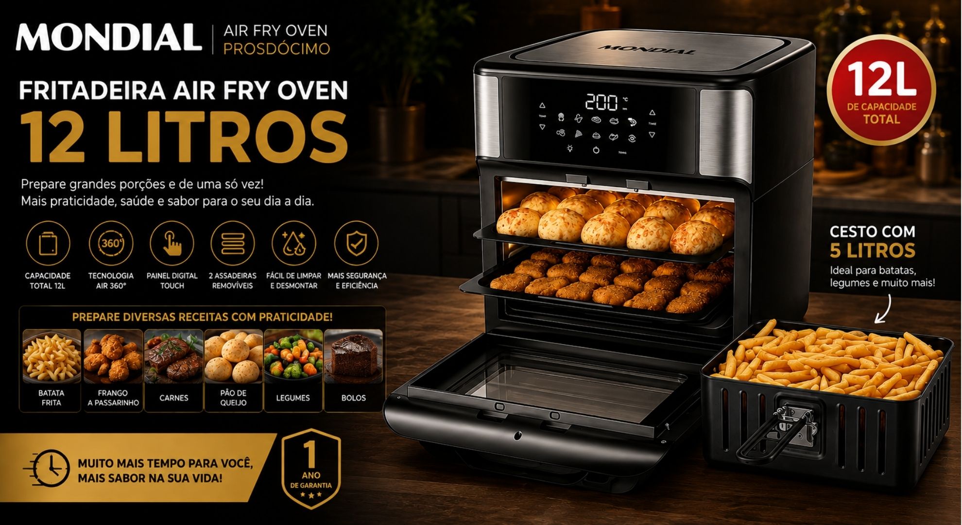 A Fritadeira Air Fryer Forno oven 12L da Mondial é boa?