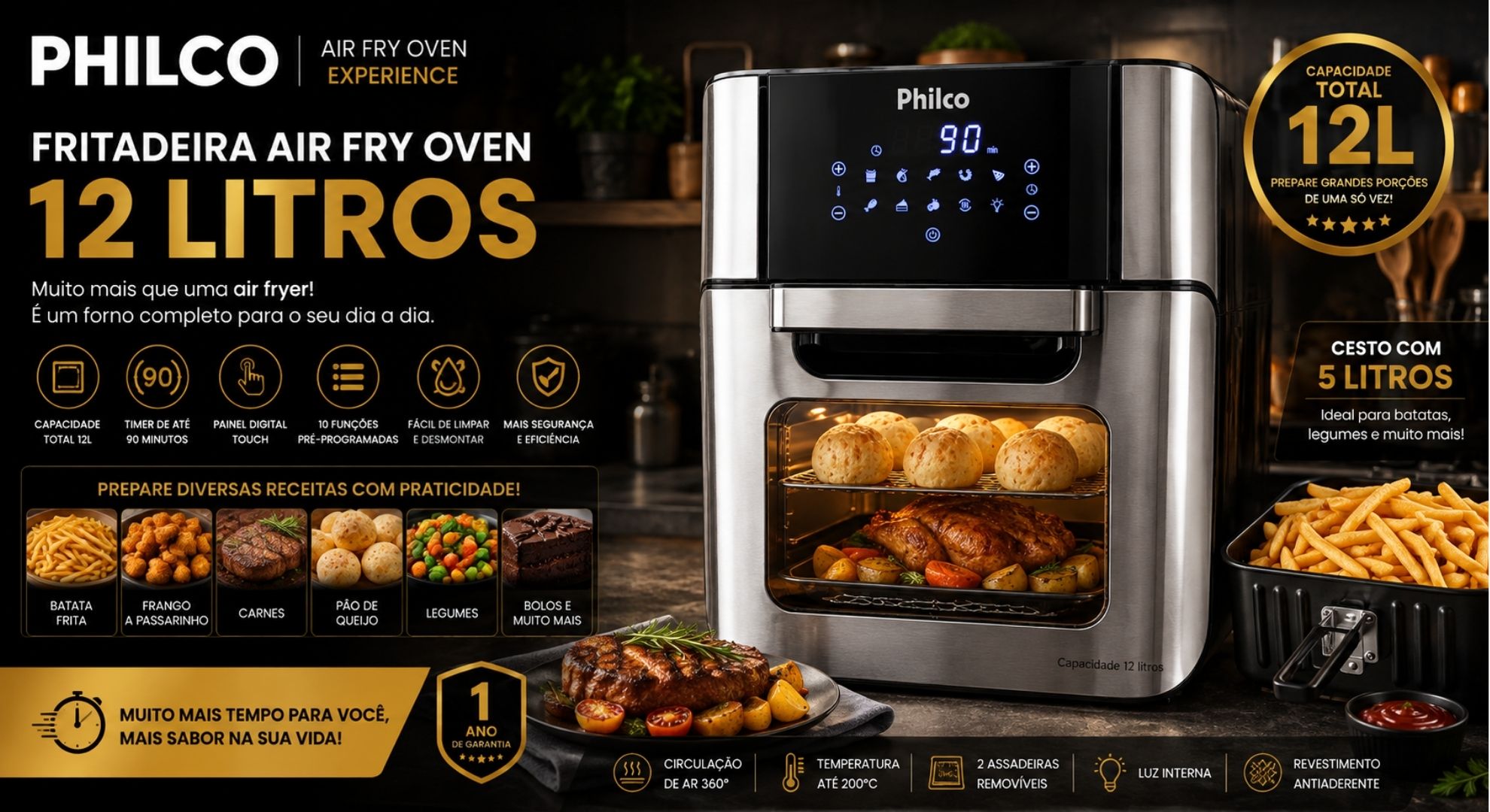 Vale a pena comprar a Air Fryer Oven Philco 12L PFR2200P?