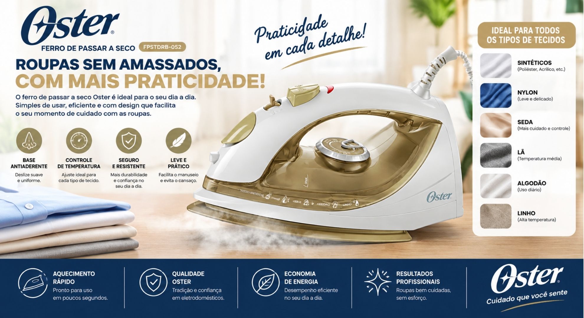 Ferro de Passar a Vapor - Oster - 1200W - 110V - GCSTBS5907
