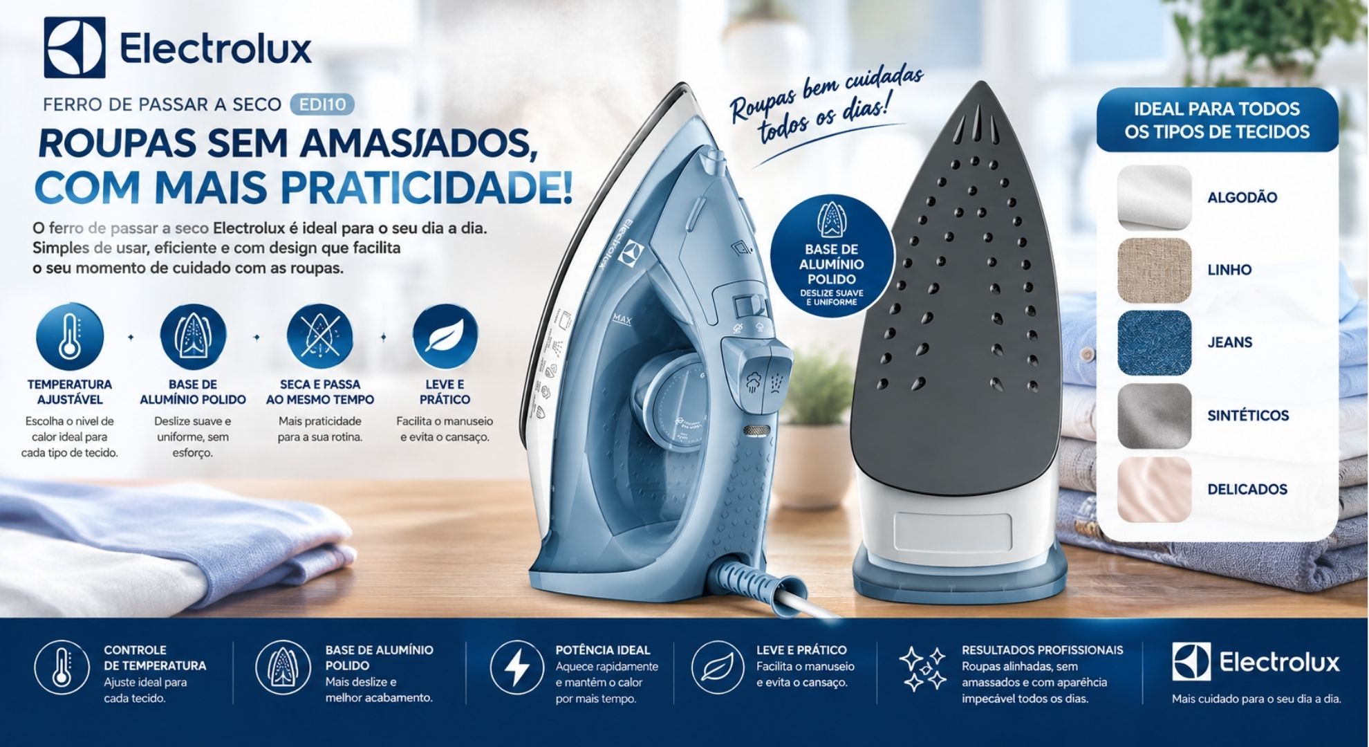 Ferro de passar seco e vapor - Electrolux - 1200W - 127V - ESI10