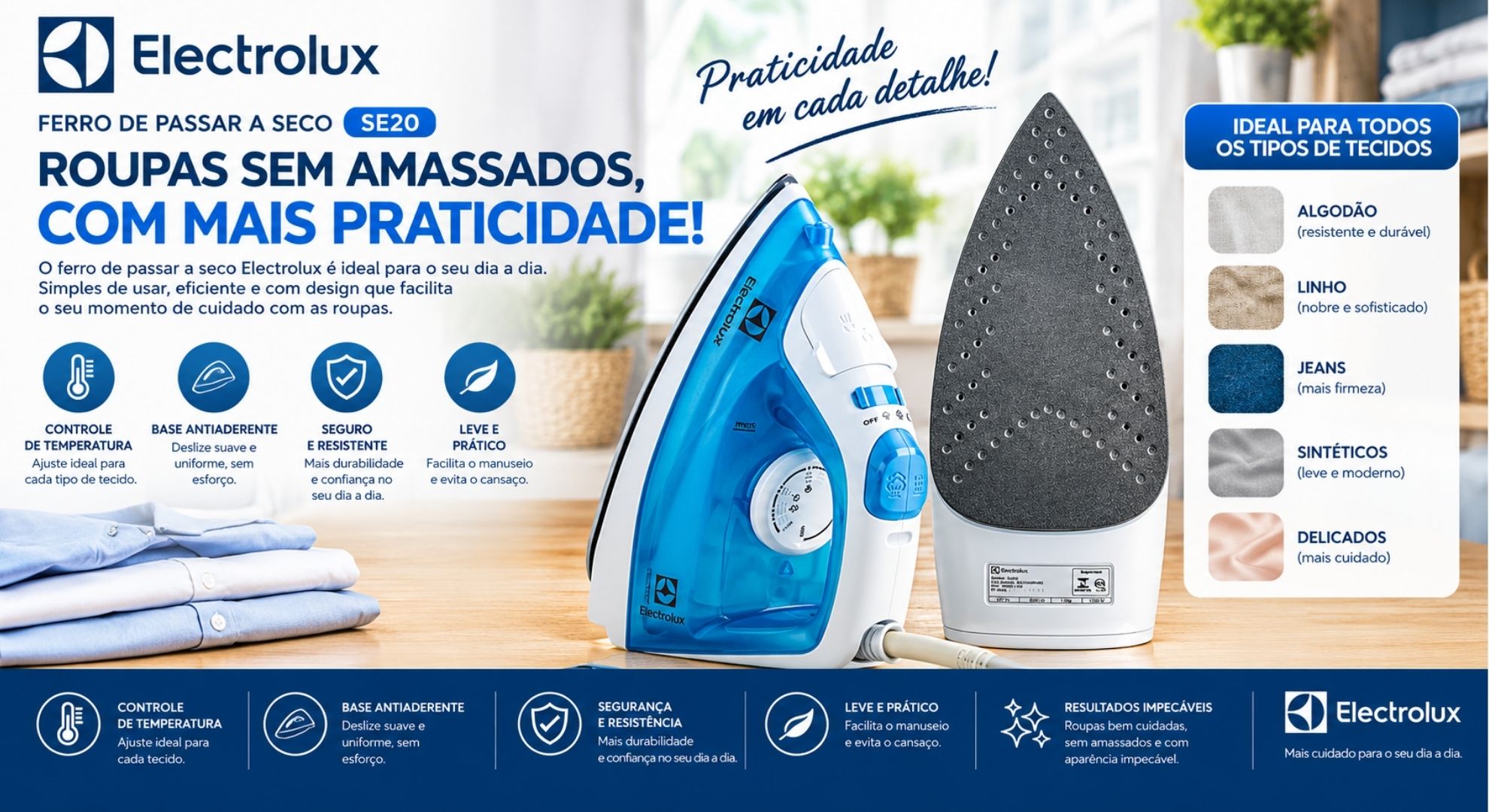 Ferro de passar seco e vapor - Electrolux - 1500W - 220V - SIE60