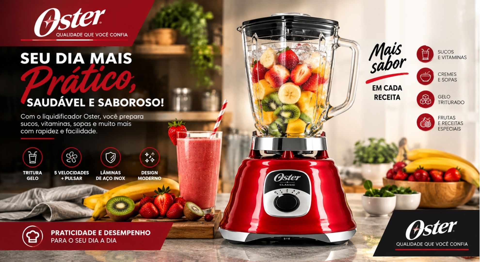 Liquidificador Oster New Osterizer Clássico-1,25L - 110V - 700W