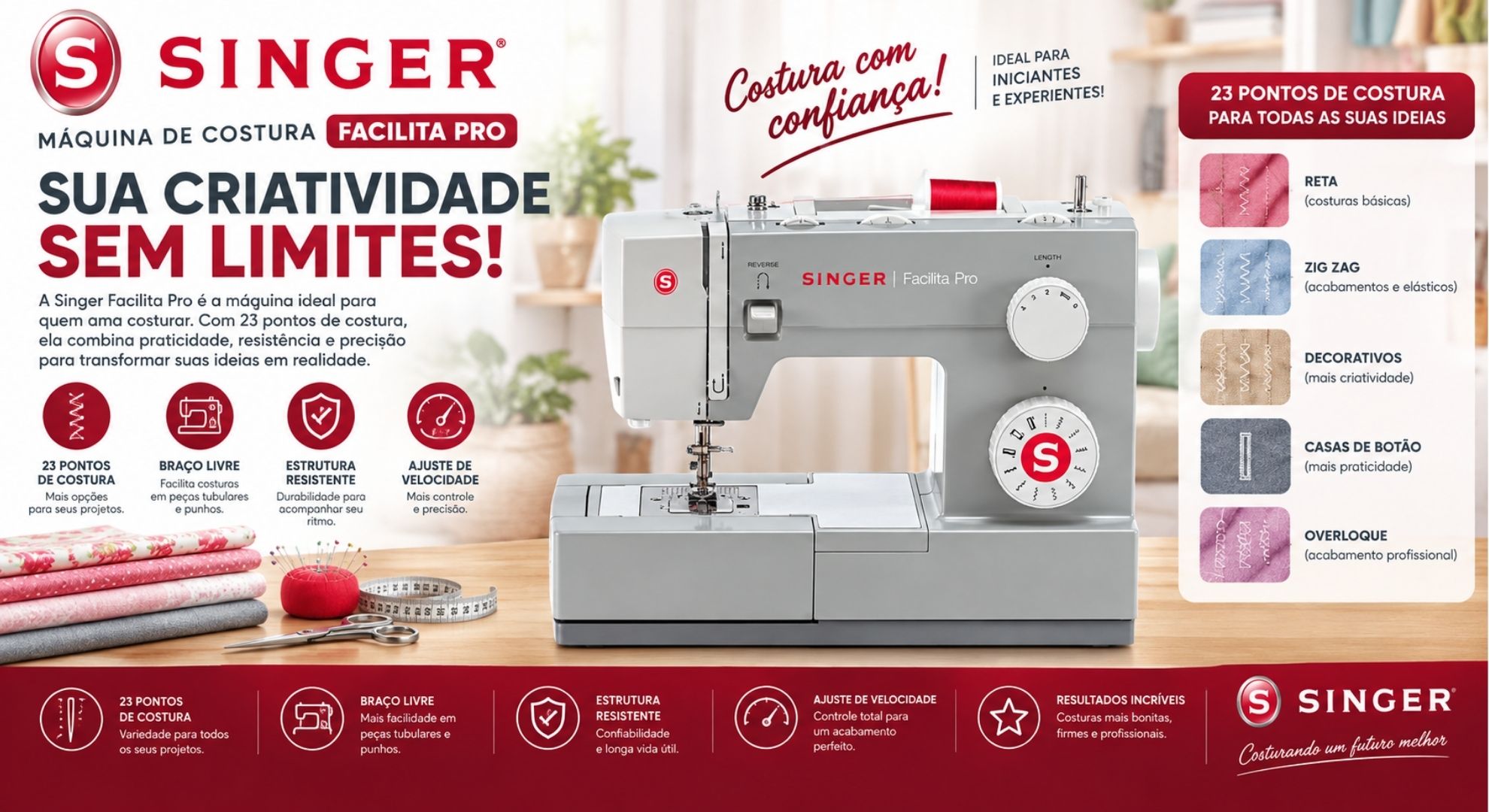 Máquina de Costura - Singer Facilita Pro 4411 - 127V