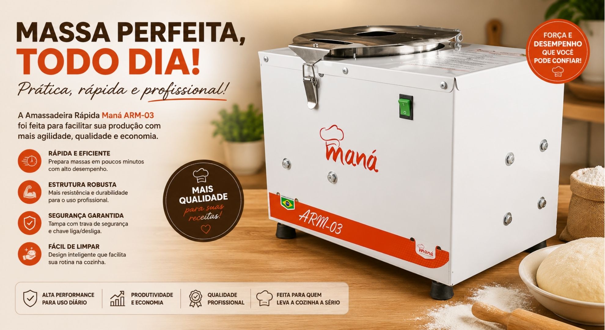 Misturador de Massa Elétrico - Maná ARM-3 (3 kg)