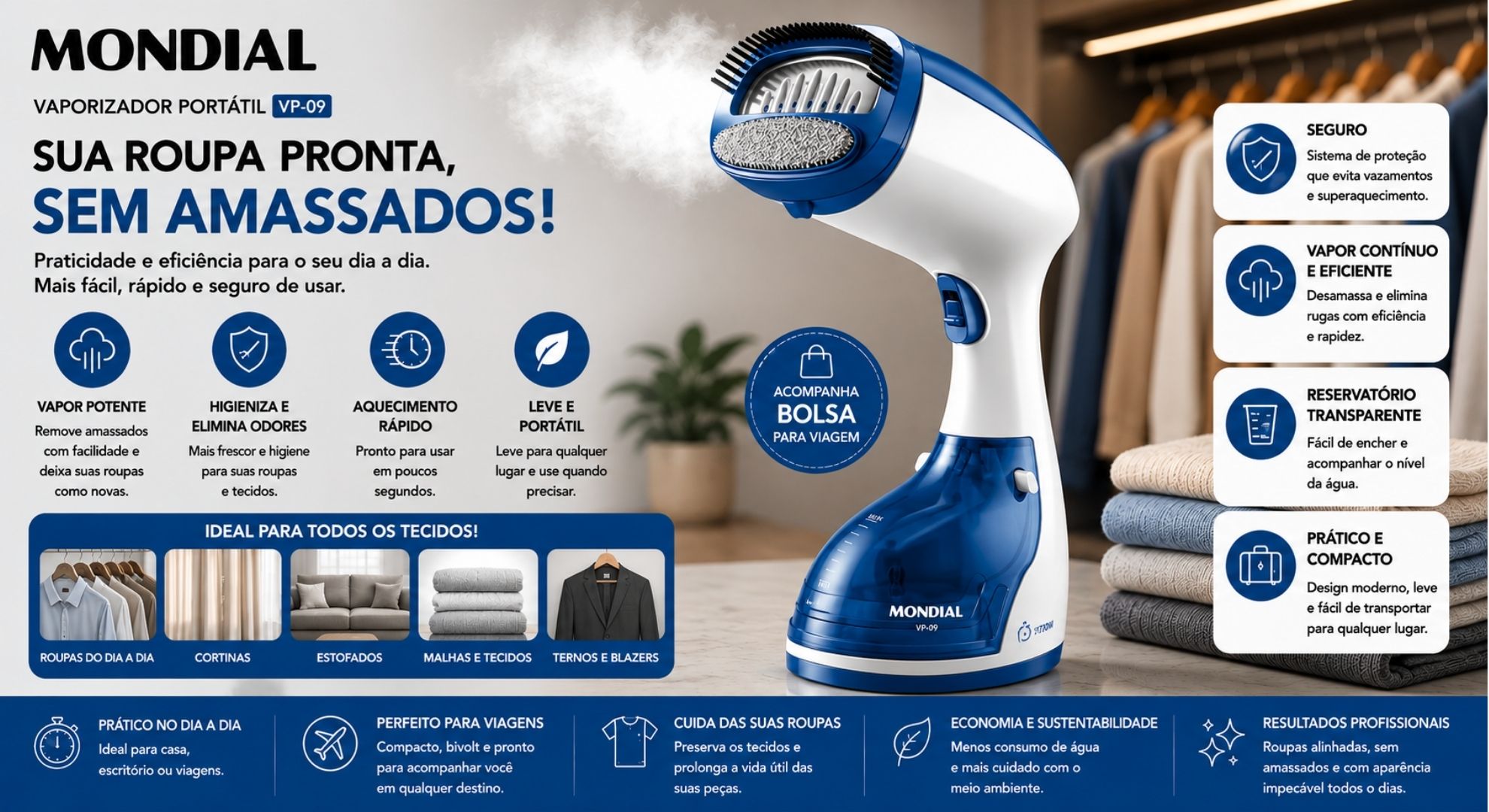 Review completo da Passadeira a Vapor Portátil Fast Steam Mondial VP-09