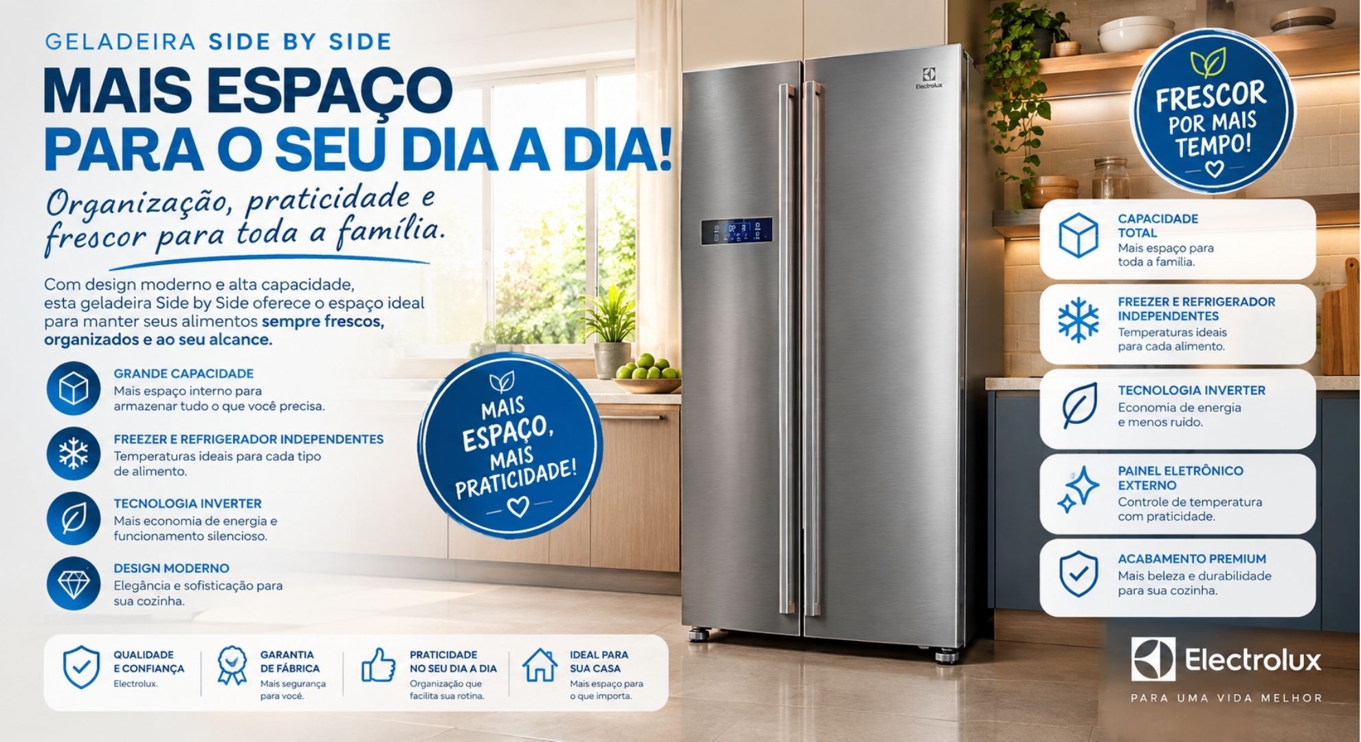 Refrigerador Midea 2 Portas Frost Free Side By Side - 528L - 110V