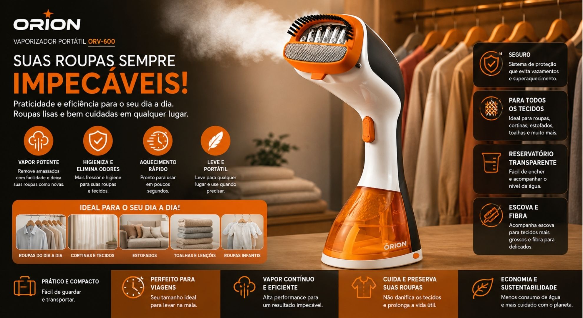 Vaporizador de roupas Mallory Órion - 1200W